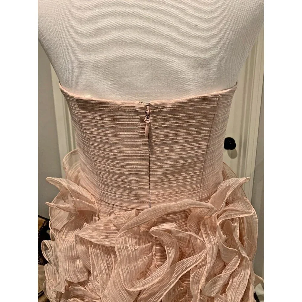 HALSTON HERITAGE Strapless Ruffle Dress Size 6 Pink NWT $595 - Picture 7 of 11